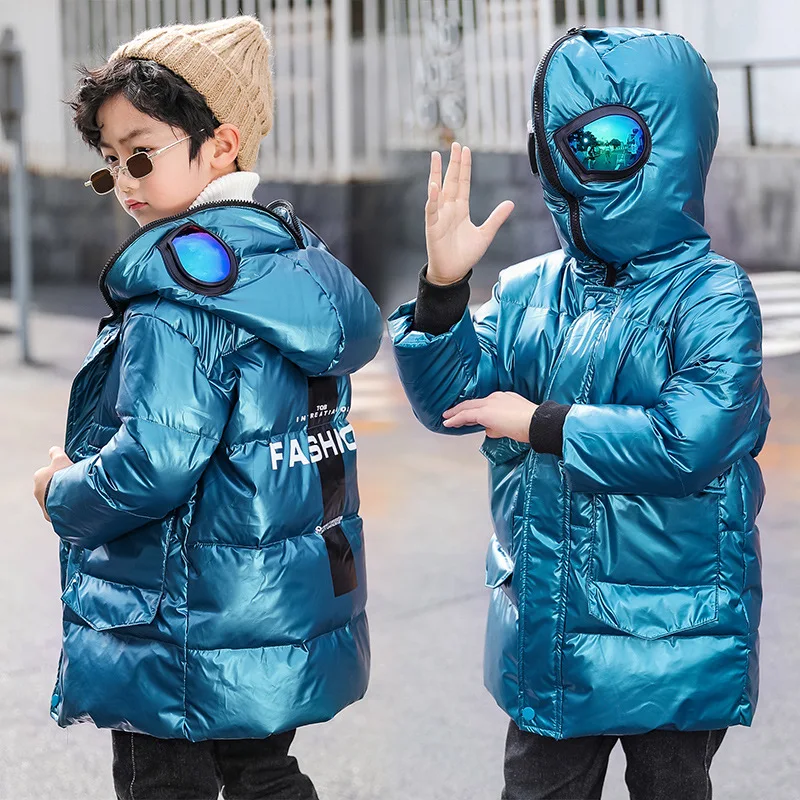 OLEKID/2021 зимняя куртка пуховик для мальчиков Ultraman Водонепроницаемый блестящие