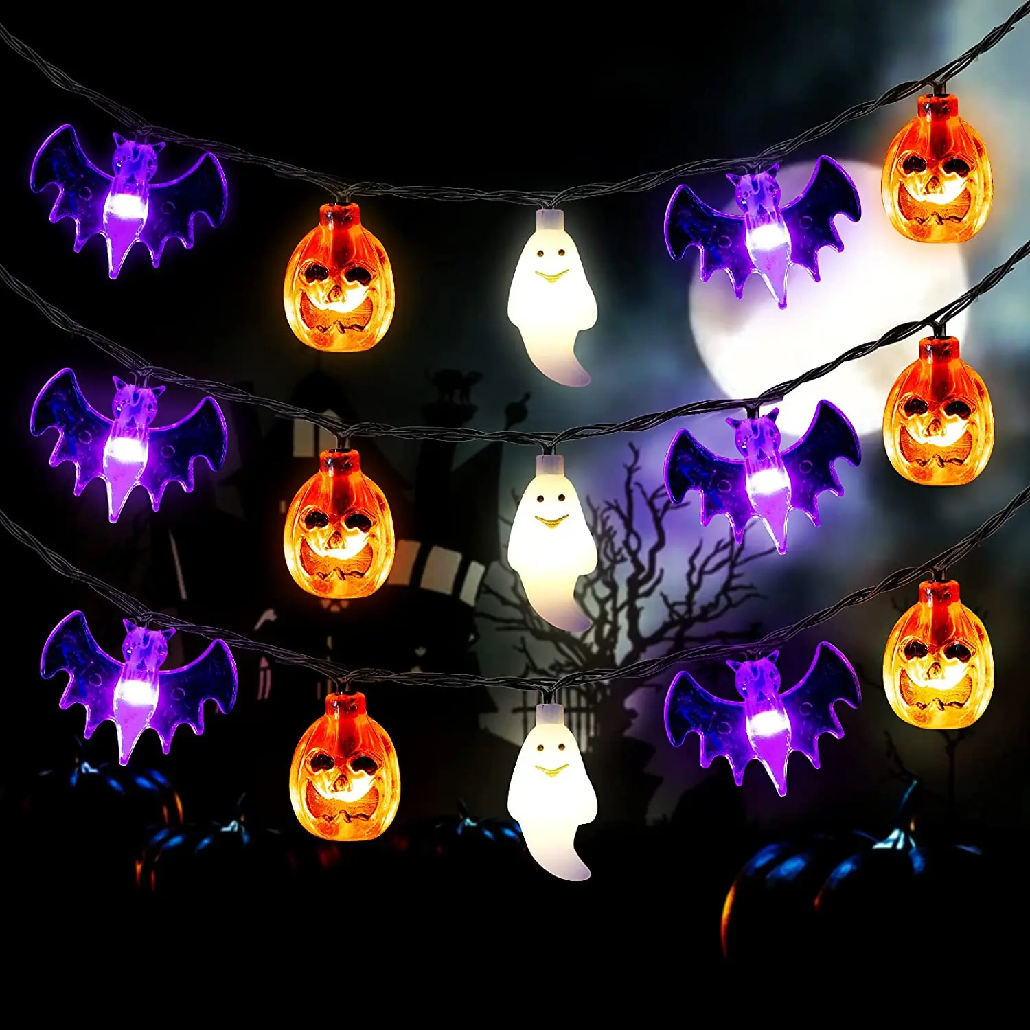 Mosoan Halloween String Lights Battery Operated 20 Feet 30 LED 3D Pumpkin Bat Ghost Lights
Mosoan Halloween String Lights Battery Operated 20 Feet 30 LED 3D Pumpkin Bat Ghost Lights