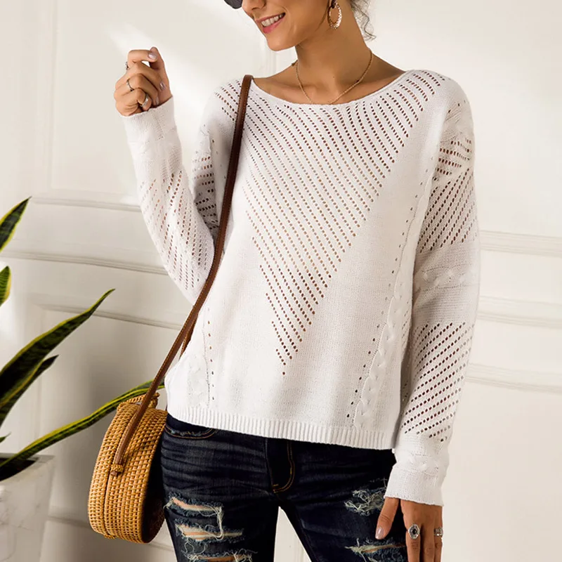 Women's Pullover Sweater Knitted Solid Hollow Out Female Pullovers Tops O-neck Long Sleeve Spring Autumn 2021 Fahsion Casual New
Women's Pullover Sweater Knitted Solid Hollow Out Female Pullovers Tops O-neck Long Sleeve Spring Autumn 2021 Fahsion Casual New