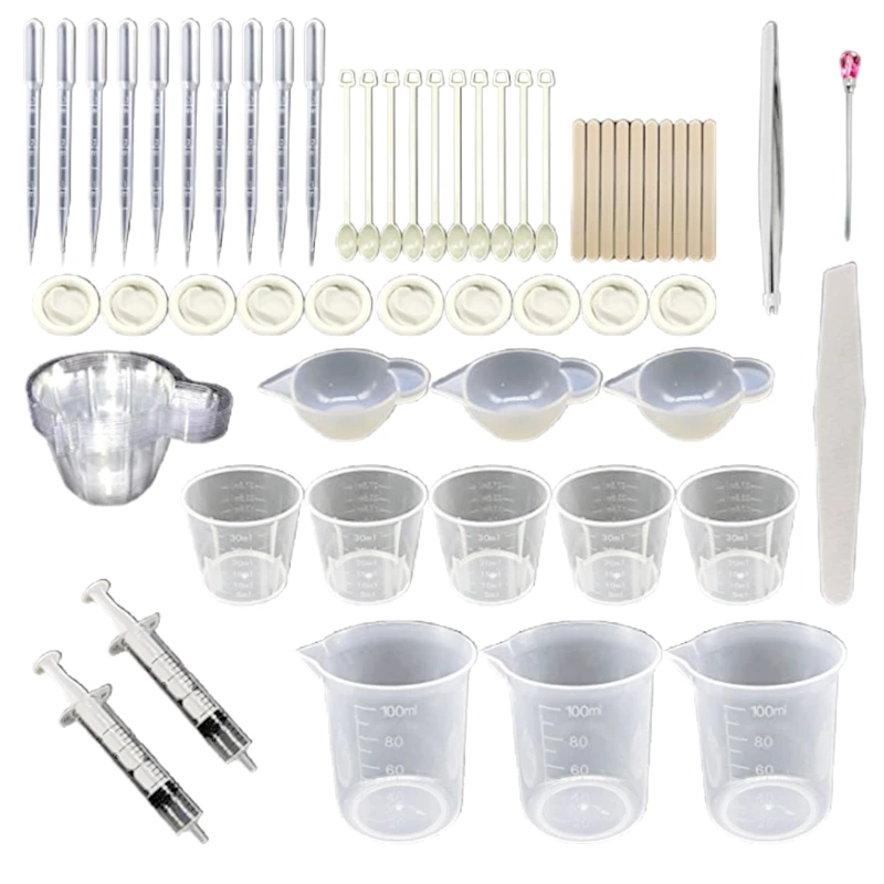 66Pcs Crystal Epoxy Resin Mold Kit DIY Crafts Jewelry Making Tools with Silicone Measuring Cup Mixing Cups Tweezer
66Pcs Crystal Epoxy Resin Mold Kit DIY Crafts Jewelry Making Tools with Silicone Measuring Cup Mixing Cups Tweezer