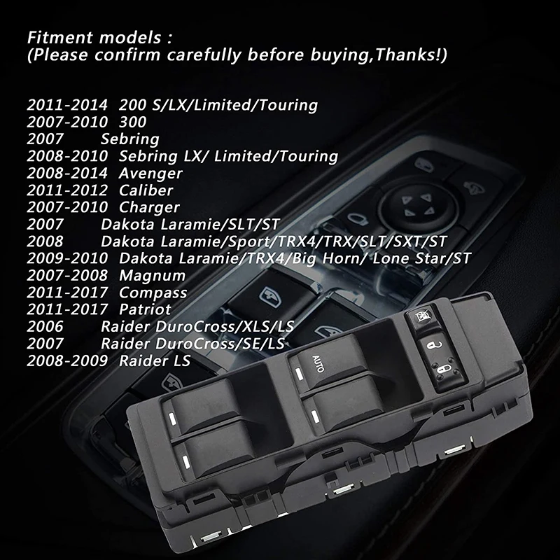 Master Power Window Switch Front Left Driver Side 4602780AA for Chrysler 200 300 Sebring Dodge Avenger Caliber Charger
Master Power Window Switch Front Left Driver Side 4602780AA for Chrysler 200 300 Sebring Dodge Avenger Caliber Charger