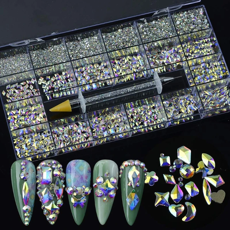 8620Pcs Multi Shapes Rhinestones Glass Flatback Professional Nail Art Decorations DIY Nails DIY Craft with Rhinestones Picker 
8620Pcs Multi Shapes Rhinestones Glass Flatback Professional Nail Art Decorations DIY Nails DIY Craft with Rhinestones Picker