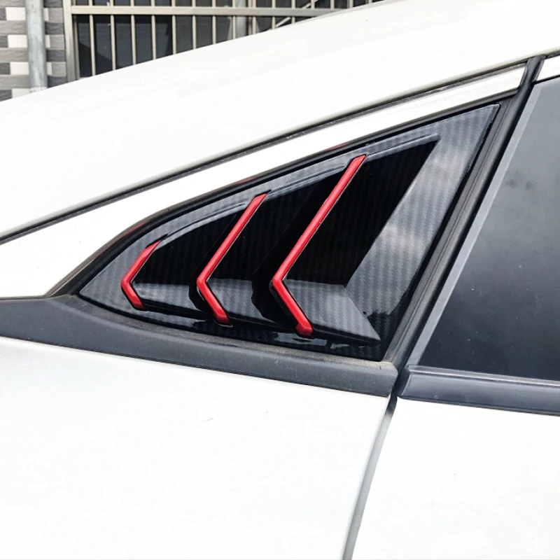 

ABS углеродное волокно для Honda Civic 10, 2016, 2017, 2018, 2019, аксессуары, заднее окно, треугольные жалюзи, обшивка, Стайлинг автомобиля, 2 шт.