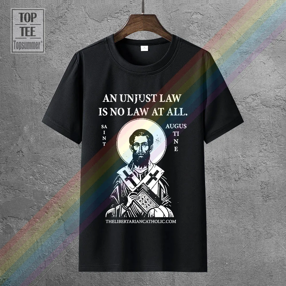 

Summer Clothing Crew Neck The Libertarian Catholic St. Augustine Quote T Shirt Short Sleeve Design T Shirts For Men