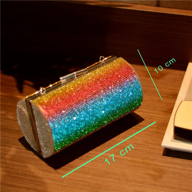 Rainbow Rhinestone Purse Evening Bags for Women Luxury Party Handbag for Wedding Clutch Bag Diamond Cylinder Shoulder Bag ZD1739
Rainbow Rhinestone Purse Evening Bags for Women Luxury Party Handbag for Wedding Clutch Bag Diamond Cylinder Shoulder Bag ZD1739