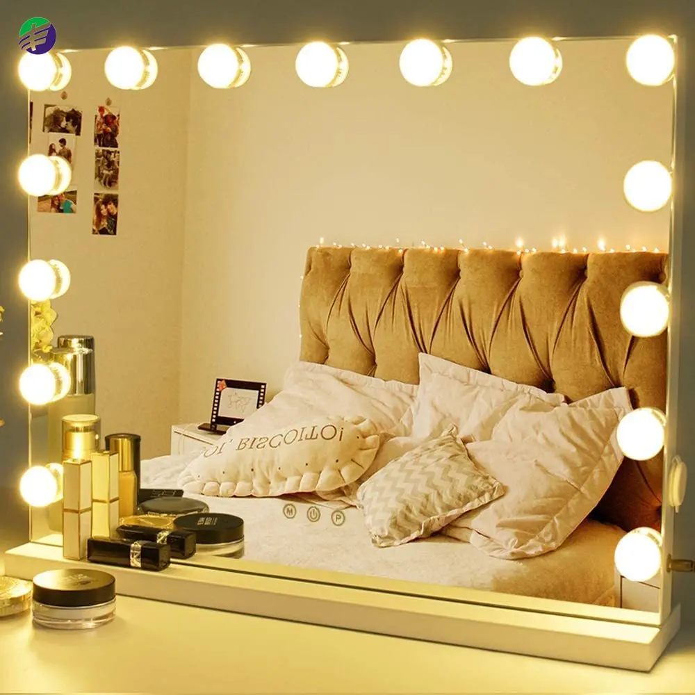 Make-up mirror with light, Hollywood lighting make-up mirror with 15 dimmable LED bulbs, 3 color modes, touch control
Make-up mirror with light, Hollywood lighting make-up mirror with 15 dimmable LED bulbs, 3 color modes, touch control