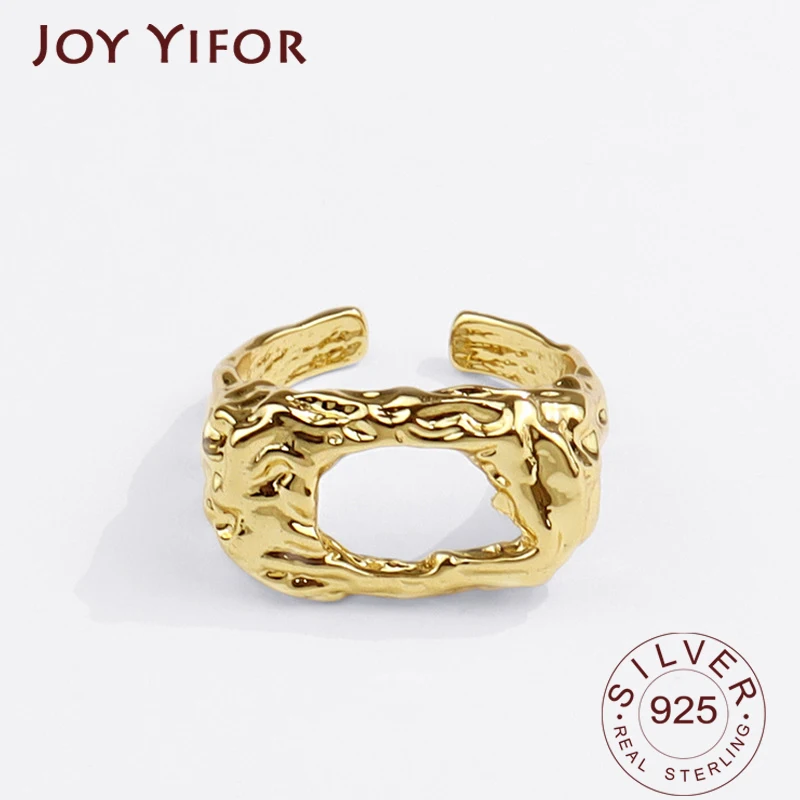 925 Sterling Silver New Simple Design Hollowout Gold Color Rings Retro Distressed Opening Handmade Ring Fashion Fine Jewelry
925 Sterling Silver New Simple Design Hollowout Gold Color Rings Retro Distressed Opening Handmade Ring Fashion Fine Jewelry