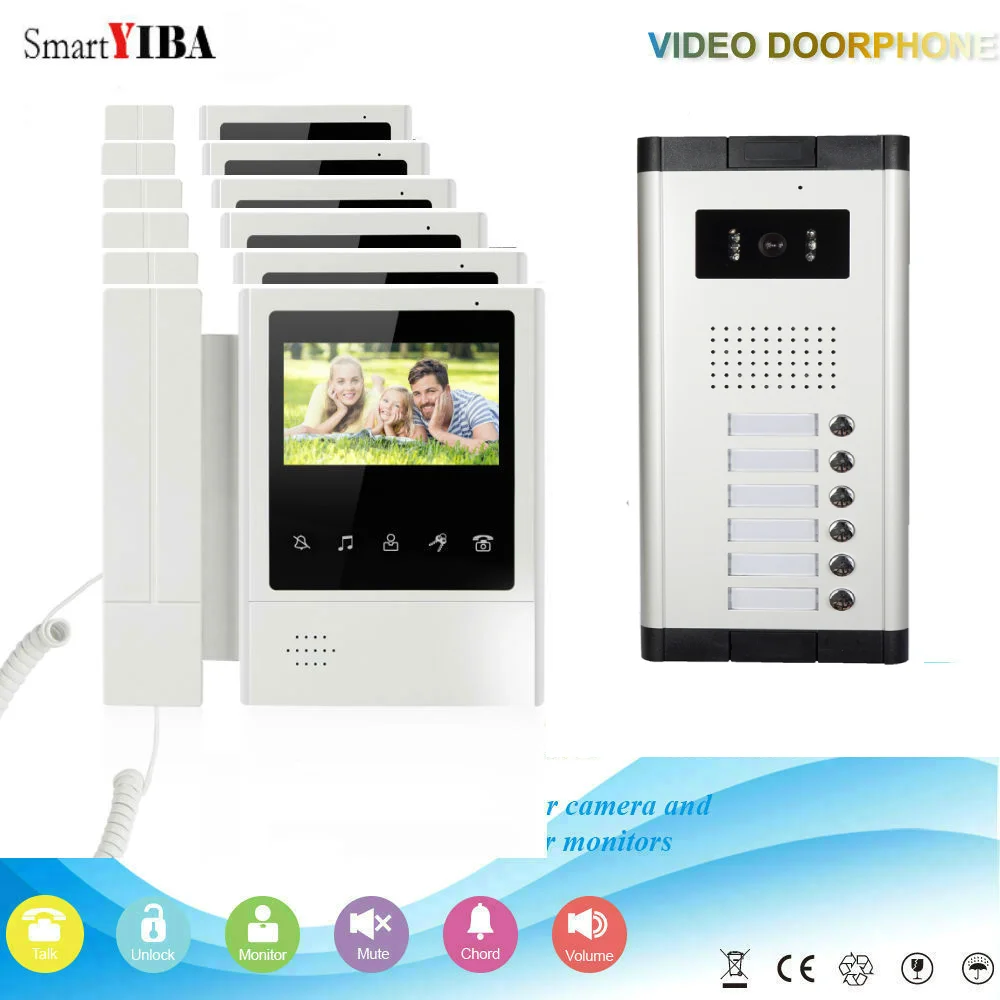 SmartYIBA 4 3 "Цветной вилла видео домофон для Multi СЕМЬИ дом Вилла видео-телефон двери