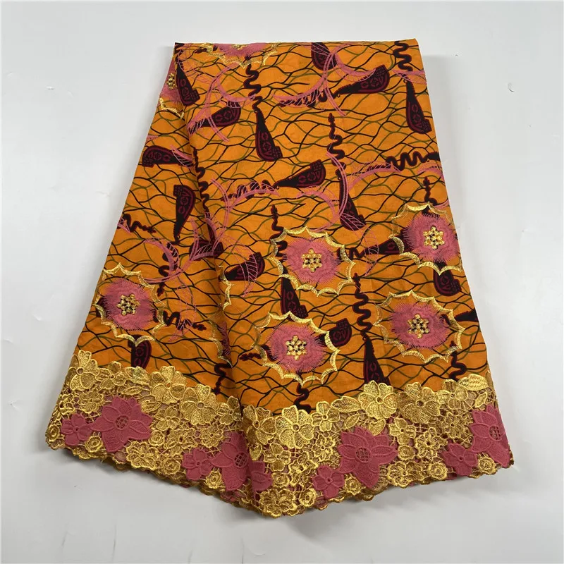 2022 New High Quality Embroidered African Ankara Wax Lace Fabric With Guipure Lace Border 5 Yards For Making Party Dress 1027
2022 New High Quality Embroidered African Ankara Wax Lace Fabric With Guipure Lace Border 5 Yards For Making Party Dress 1027