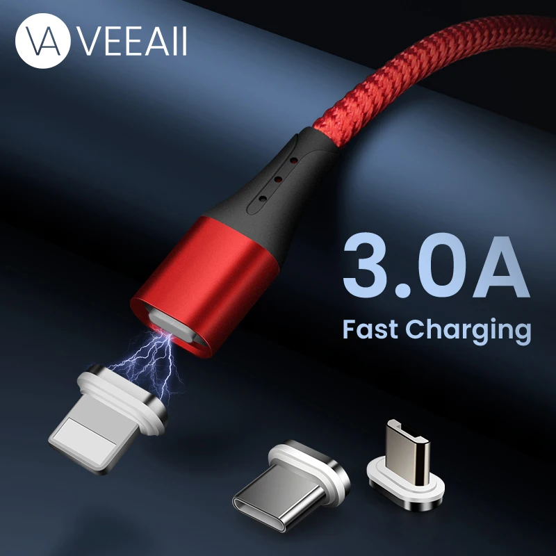 Магнитный Micro USB кабель VEEAII 1 м 2 3 А зарядный типа C для передачи данных и зарядки