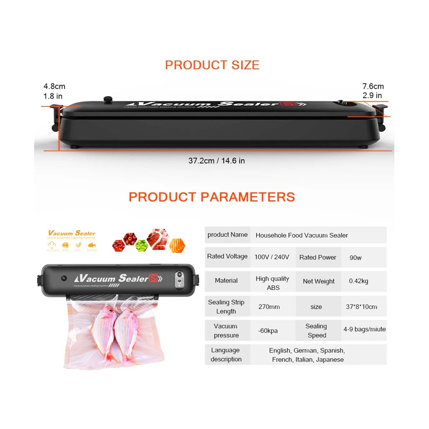 110V-220V Electric Vacuum Sealer Packaging Machine Home Kitchen Including 10 pcs Foodsaver Bags Commercial Vacuum Food Sealing 
110V-220V Electric Vacuum Sealer Packaging Machine Home Kitchen Including 10 pcs Foodsaver Bags Commercial Vacuum Food Sealing