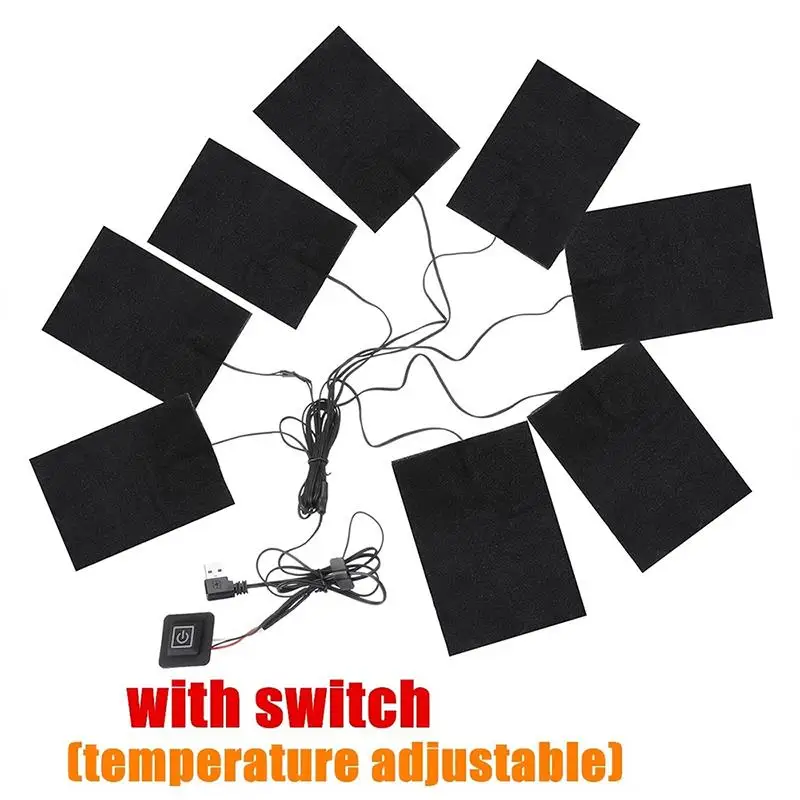 Soft Black 8pcs USB Clothes Warmer Pads Vest Heating Pads Fiber Heater DIY Warmer Pads Winter 3 Gear Adjustment 
Soft Black 8pcs USB Clothes Warmer Pads Vest Heating Pads Fiber Heater DIY Warmer Pads Winter 3 Gear Adjustment
