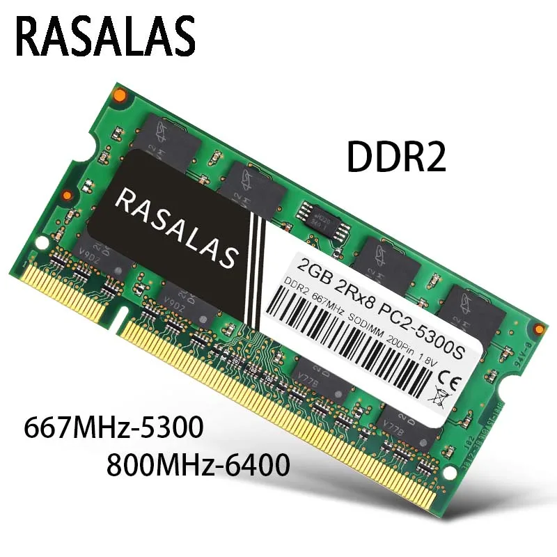 

Rasalas DDR2L RAM 2GB 2PCS OпеѬаивная Nамя 667Mhz 800Mhz PC2-5300S 6400S SO-DIMM 1,8V Notebook 200Pin Laptop Memory Sodimm