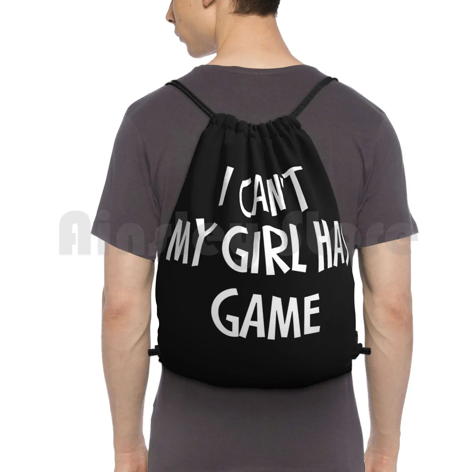 

I Can'T My Girl Has Game Backpack Drawstring Bags Gym Bag Waterproof I Cant My Girl Has Game Funny Sayings Funny Quotes
