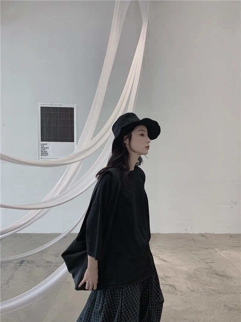 Women T-Shirts Cotton Japanese Style Tops&Tees Split 3/4 sleeve Oversize Female Tshirt Dark Owen High Street Gothic Harajuku 
Women T-Shirts Cotton Japanese Style Tops&Tees Split 3/4 sleeve Oversize Female Tshirt Dark Owen High Street Gothic Harajuku