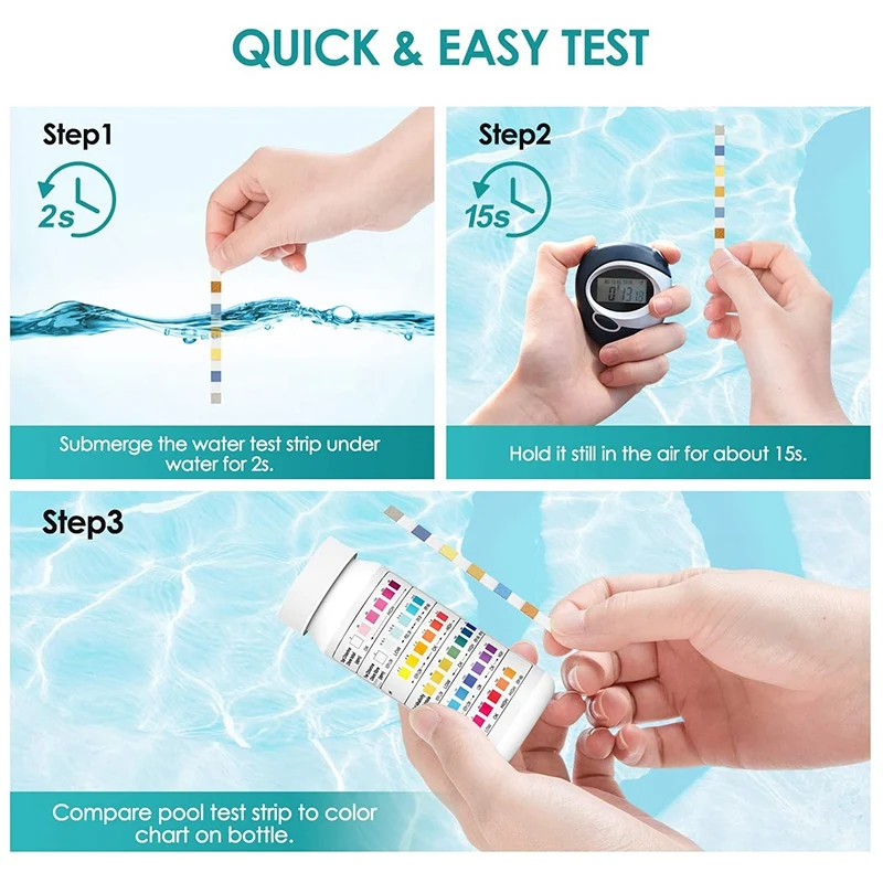 50Pcs Swimming Pool Water Quality Test Strip Ph Test Paper Total Hardness 6 in 1 Multi-Function Test Paper
50Pcs Swimming Pool Water Quality Test Strip Ph Test Paper Total Hardness 6 in 1 Multi-Function Test Paper