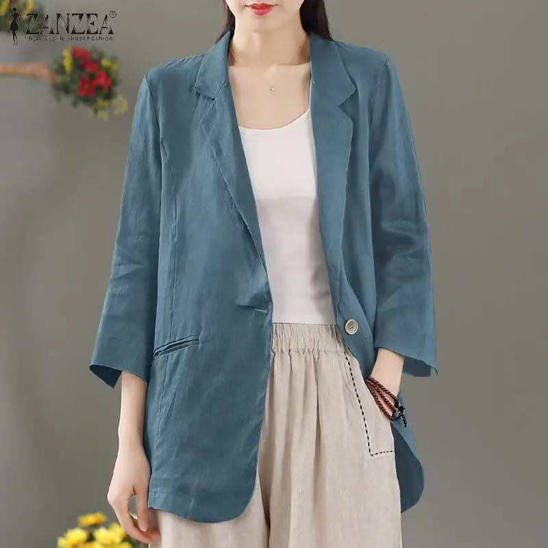 2021 ZANZEA Bohemian Cotton Linen Casual Jackets Fashion Women Loose Blazer Long Suit Solid Vintage Elegant Outerwear Coat
2021 ZANZEA Bohemian Cotton Linen Casual Jackets Fashion Women Loose Blazer Long Suit Solid Vintage Elegant Outerwear Coat