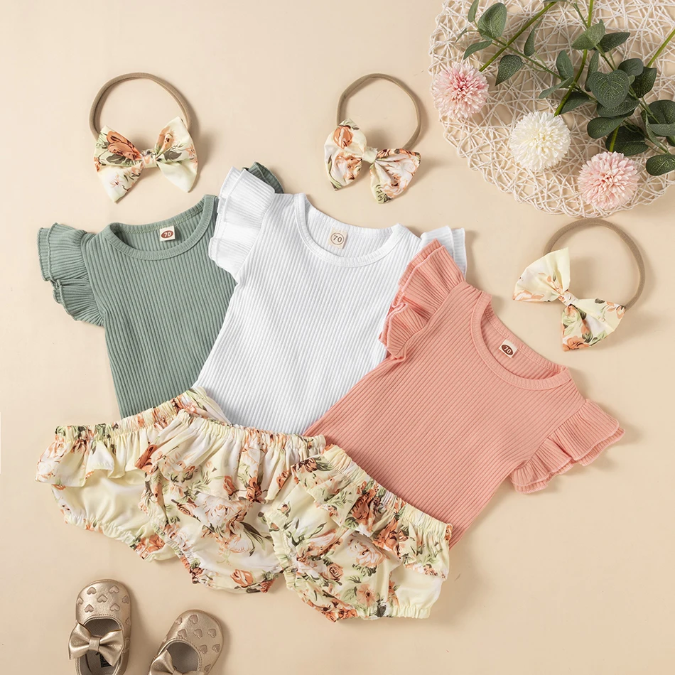 Newborn Baby Girl Clothes Set Summer Solid Color Short Sleeve Romper Flower Shorts Headband 3Pcs Outfit New Born Infant Clothing
Newborn Baby Girl Clothes Set Summer Solid Color Short Sleeve Romper Flower Shorts Headband 3Pcs Outfit New Born Infant Clothing