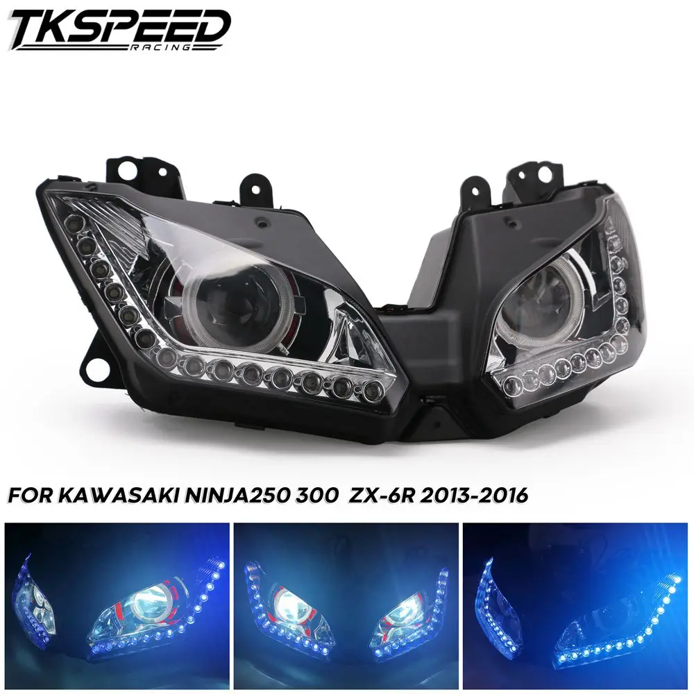Motorcycle Headlight For Kawasaki NINJA250 300 ZX6R ZX 6R NINJA250 NINJA300 Motorcycle Headlight Assembly Angel Eye light
Motorcycle Headlight For Kawasaki NINJA250 300 ZX6R ZX 6R NINJA250 NINJA300 Motorcycle Headlight Assembly Angel Eye light