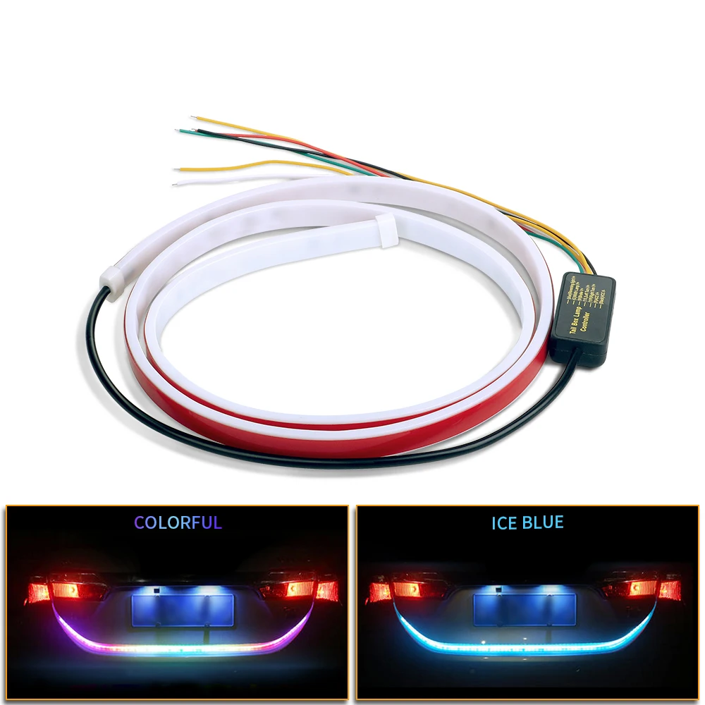 Car Dynamic Streamer LED Strip Rear Trunk Tail Light Turn Signal Lamp Reverse Warning Light Ice blue RGB 1.2/1.5M Car Styling
Car Dynamic Streamer LED Strip Rear Trunk Tail Light Turn Signal Lamp Reverse Warning Light Ice blue RGB 1.2/1.5M Car Styling