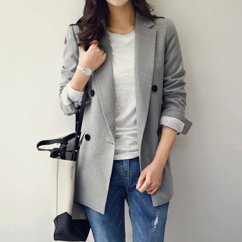 2020 Spring Autumn Blazers Jackets New Korean Fashion Double Chest Small Suit Jacket Women Loose Casual Blazers Coats Outerwear
2020 Spring Autumn Blazers Jackets New Korean Fashion Double Chest Small Suit Jacket Women Loose Casual Blazers Coats Outerwear
