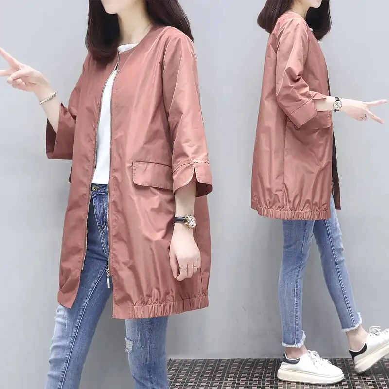 Korean Fashion Loose Trench Coat Women Mid-length Trench Coat 2023 Summer New Cropped Sleeve Windbreaker Women Jacket
Korean Fashion Loose Trench Coat Women Mid-length Trench Coat 2023 Summer New Cropped Sleeve Windbreaker Women Jacket