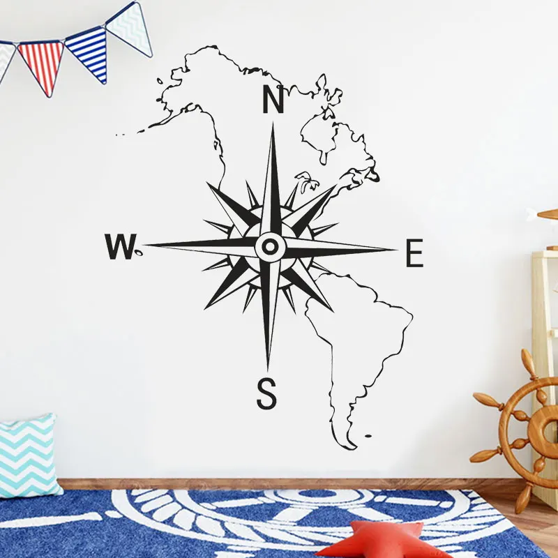 Mapa Mundi Compass морской домашний декор художественные настенные наклейки виниловые