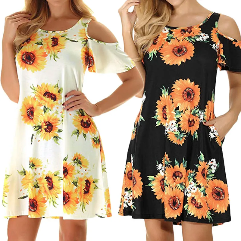 Fashionable women's sunflower print beach skirt summer sexy off shoulder Party Mini Skirt loose waist length
Fashionable women's sunflower print beach skirt summer sexy off shoulder Party Mini Skirt loose waist length