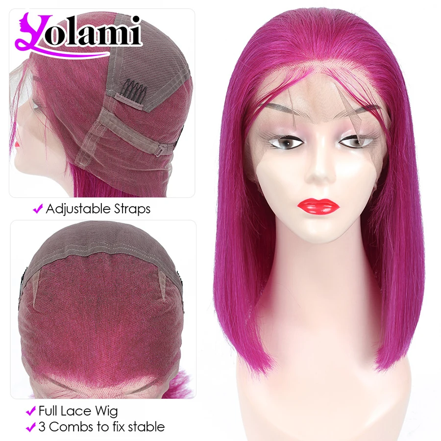 Yolami Colored Rose Red Bob Short 12inch Full Lace Wigs Brazilian Human Hair Wigs For Women Pre Plucked Hairline With Baby Hair
Yolami Colored Rose Red Bob Short 12inch Full Lace Wigs Brazilian Human Hair Wigs For Women Pre Plucked Hairline With Baby Hair
