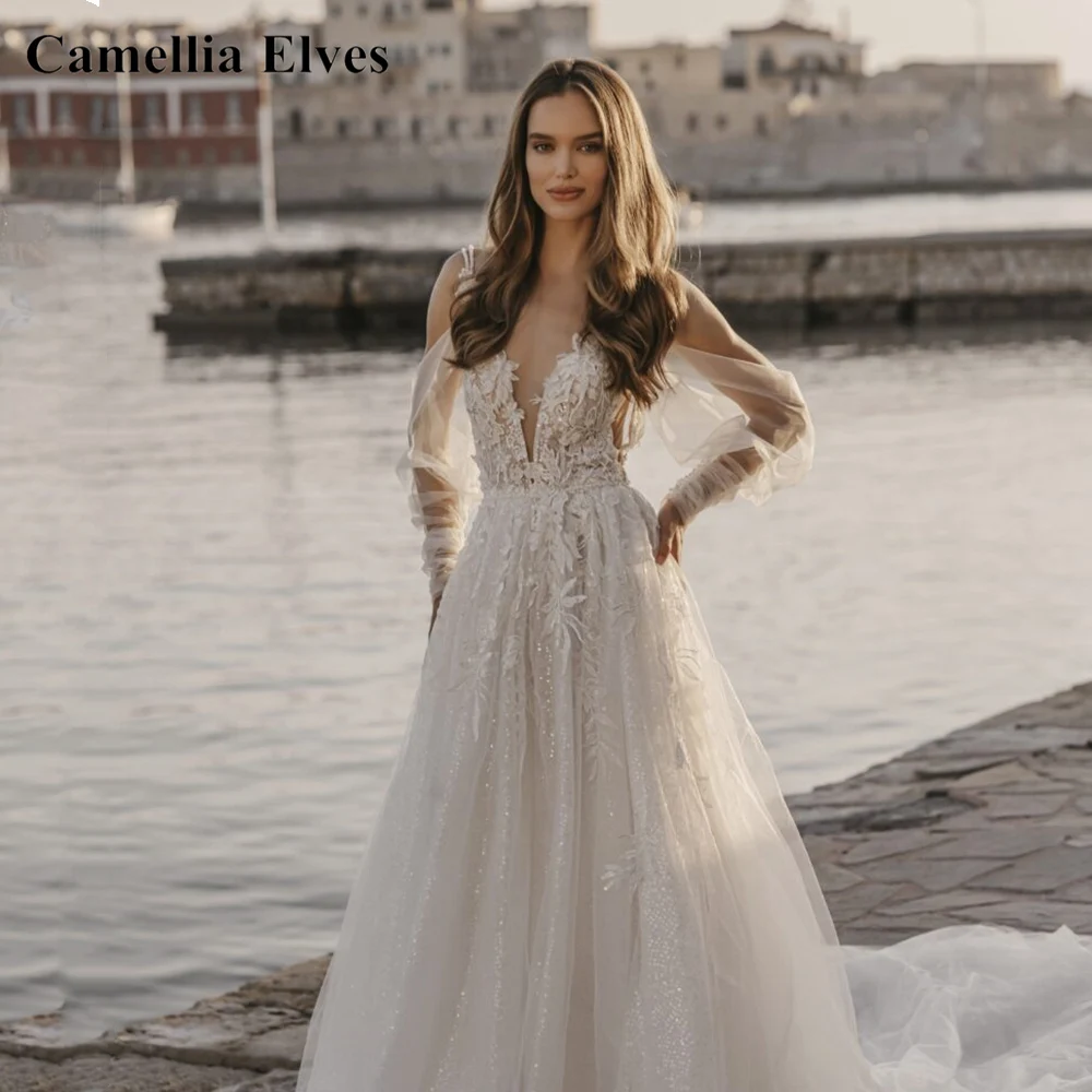 Bohemia Puff Sleeve Lace Wedding Dresses 2022 Tulle Appliques Bride Gowns Flowy Skirt Vestidos De Novia Bridal Robes
Bohemia Puff Sleeve Lace Wedding Dresses 2022 Tulle Appliques Bride Gowns Flowy Skirt Vestidos De Novia Bridal Robes