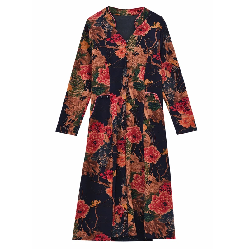 COIGARSAM Women Dress Spring Office Lady Print Full Sleeve Loose V-Neck Dresses Traf Robe Vestidos
COIGARSAM Women Dress Spring Office Lady Print Full Sleeve Loose V-Neck Dresses Traf Robe Vestidos