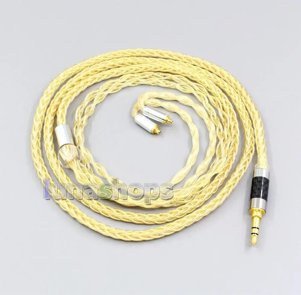 

LN006479 3.5mm 2.5mm 8 Cores 99.99% Pure Silver + Gold Plated Earphone Cable For Shure se535 se846 Se425 Se315 Se215 MMCX