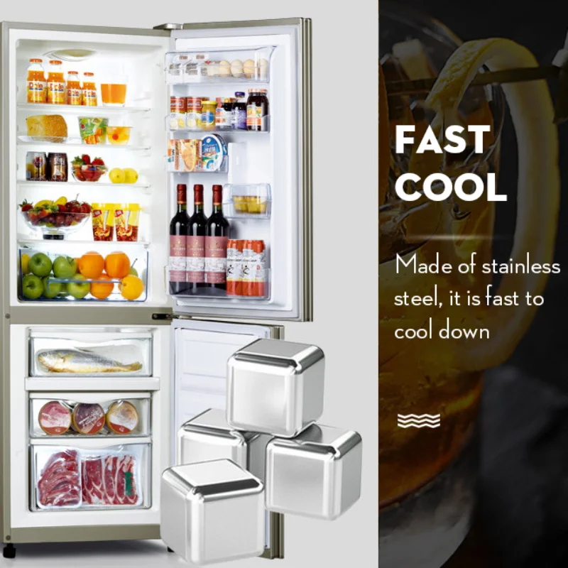 Reusable Stainless Steel Whiskey Stones Ice Cubes Chilling Rocks Whisky Cooler Whiskey Ice Bucket Champagne Beer Cooler
Reusable Stainless Steel Whiskey Stones Ice Cubes Chilling Rocks Whisky Cooler Whiskey Ice Bucket Champagne Beer Cooler