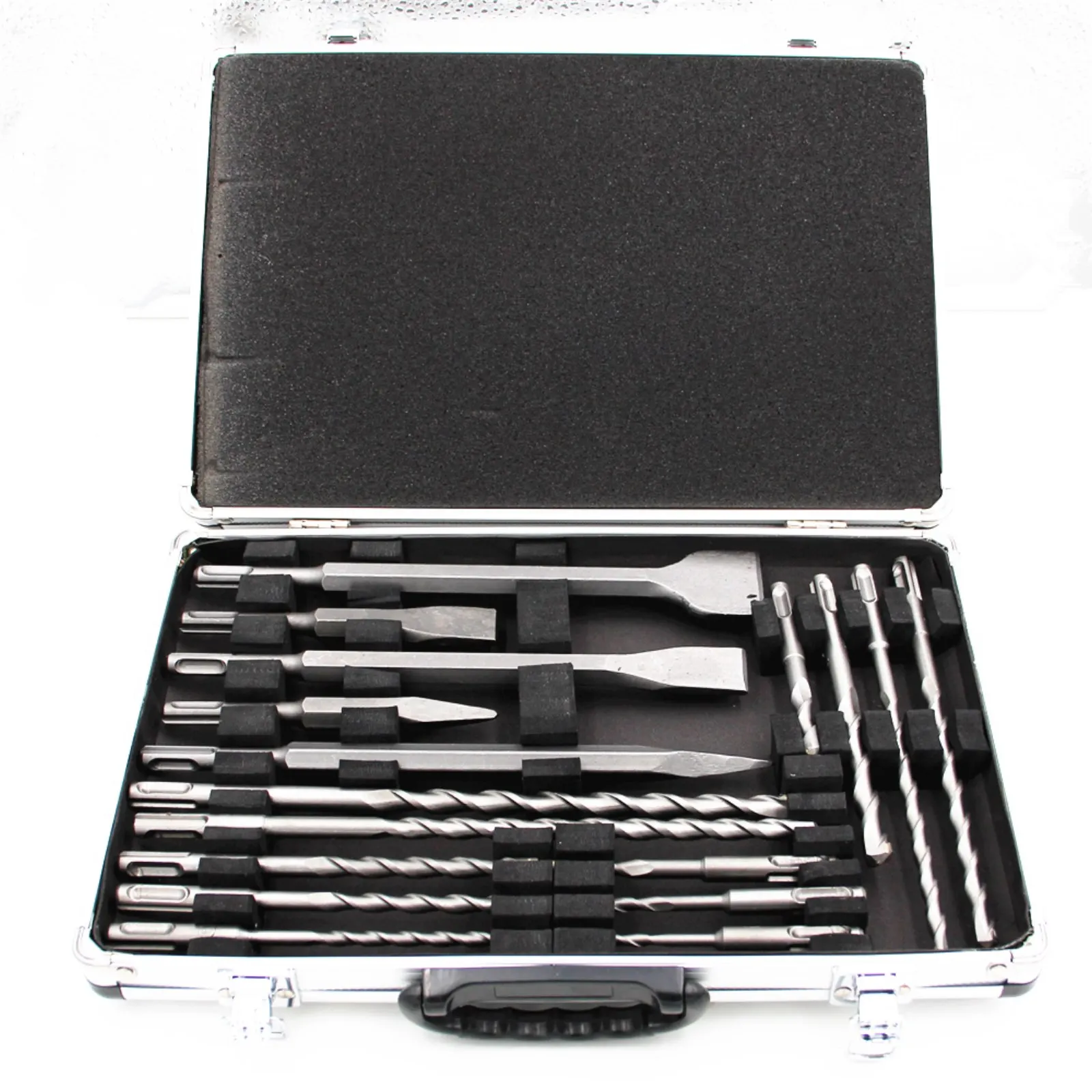 17PCS Percussion Drill Wall Hole Chisel Point Chisel Flat Chisel Aluminum Box Set Electric Hammer Drill Reaming Tool
17PCS Percussion Drill Wall Hole Chisel Point Chisel Flat Chisel Aluminum Box Set Electric Hammer Drill Reaming Tool