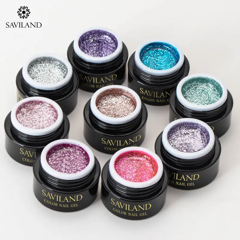SAVILAND Glitter Platinum Painting Nails Varnish Starry Sky Soak Off UV Gel Long-Lasting Nail Manicure | Красота и здоровье