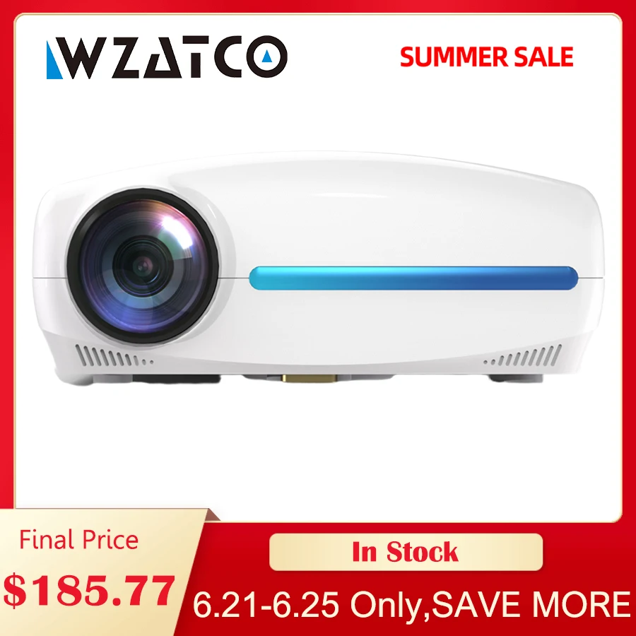 Проектор WZATCO C2 светодиодный для домашнего кинотеатра Full HD 6800 лм 1080P 4K Android 10 0 Wi