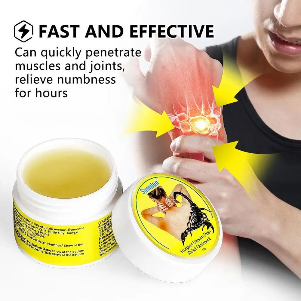 10g Scorpion Analgesic Ointment Arthritis Back Muscle Strain Joint Rheumatism Pain Relief Body Massage Plaster
10g Scorpion Analgesic Ointment Arthritis Back Muscle Strain Joint Rheumatism Pain Relief Body Massage Plaster