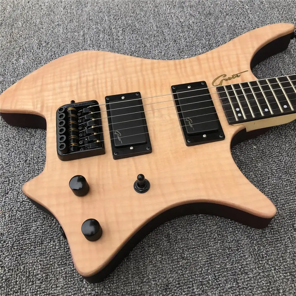 Grote Natural Flame Maple Top Headless Electric Guitar,24 Frets No Headstock Satin Finish Solid Guitar,Balck Hardware
Grote Natural Flame Maple Top Headless Electric Guitar,24 Frets No Headstock Satin Finish Solid Guitar,Balck Hardware