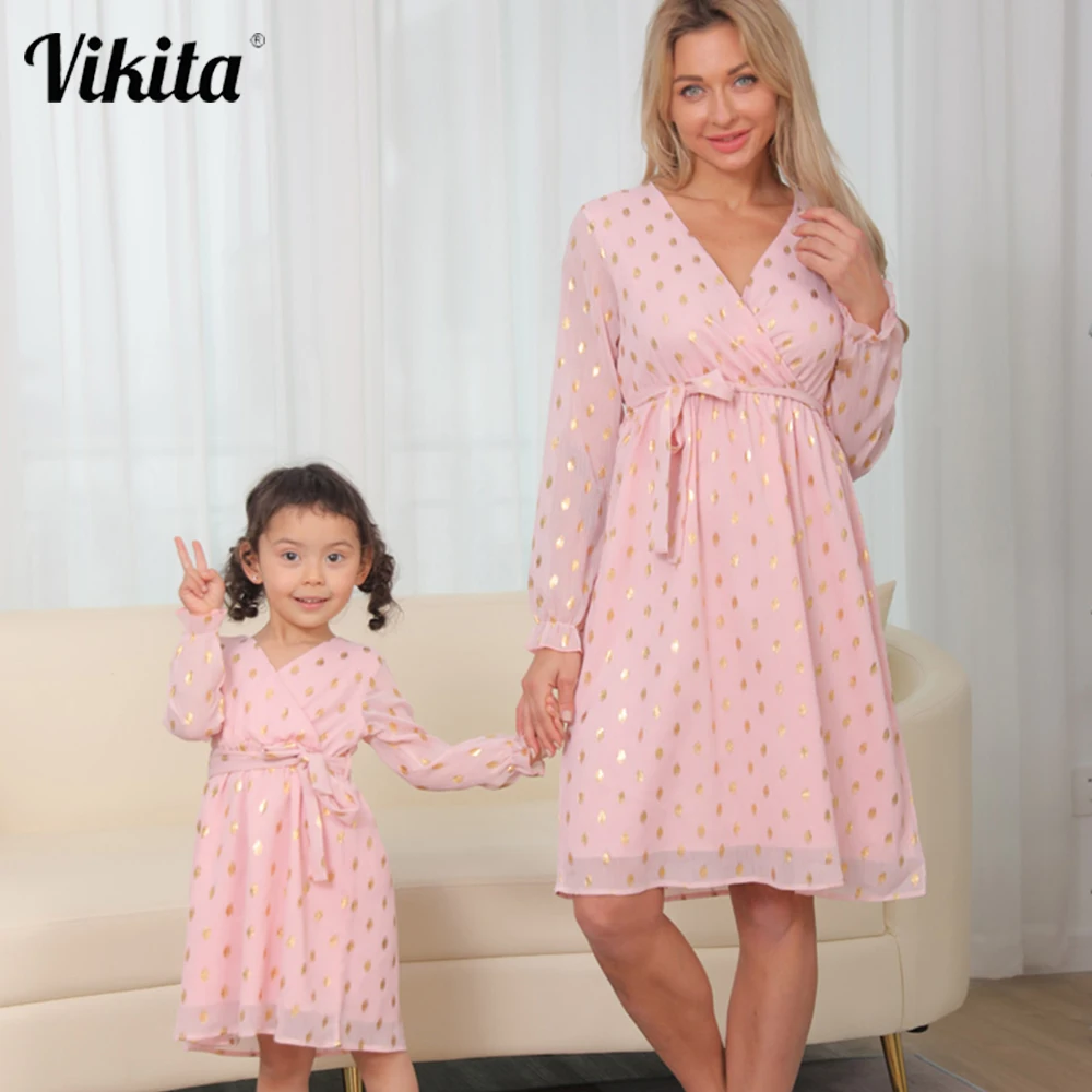 VIKITA Mother and Kids Clothes Long Sleeve Princess Dresses Family Matching Outfits Sequins Dots Spring Autumn Family Costumes
VIKITA Mother and Kids Clothes Long Sleeve Princess Dresses Family Matching Outfits Sequins Dots Spring Autumn Family Costumes