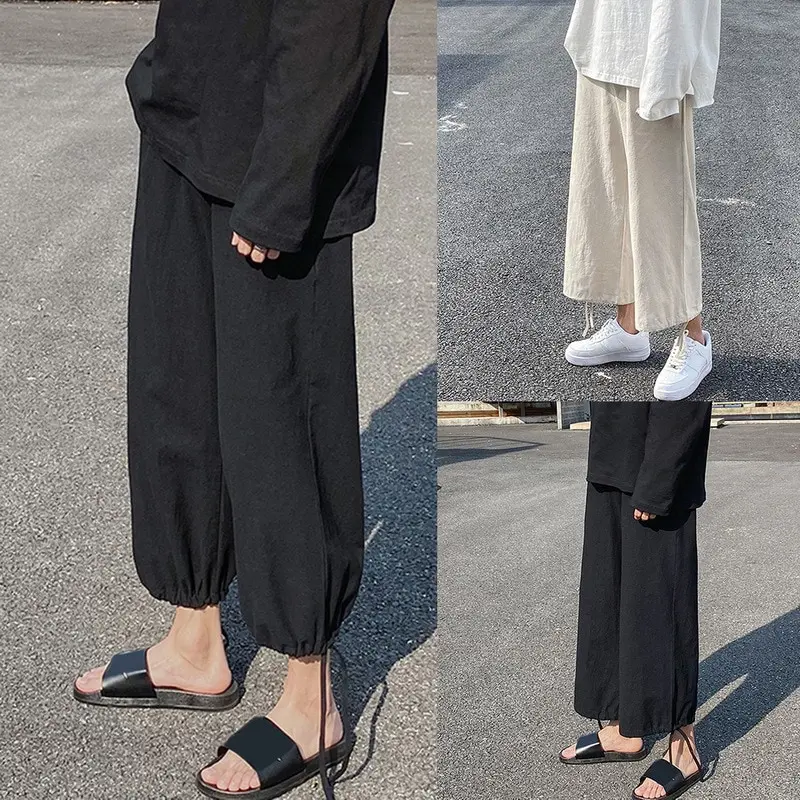 Casual Pants Women Wide-leg Loose Summer Solid Lace Up Tie-feet Chic Linen Fashion Harajuku Street Teens Ulzzang Ankle-length 
Casual Pants Women Wide-leg Loose Summer Solid Lace Up Tie-feet Chic Linen Fashion Harajuku Street Teens Ulzzang Ankle-length