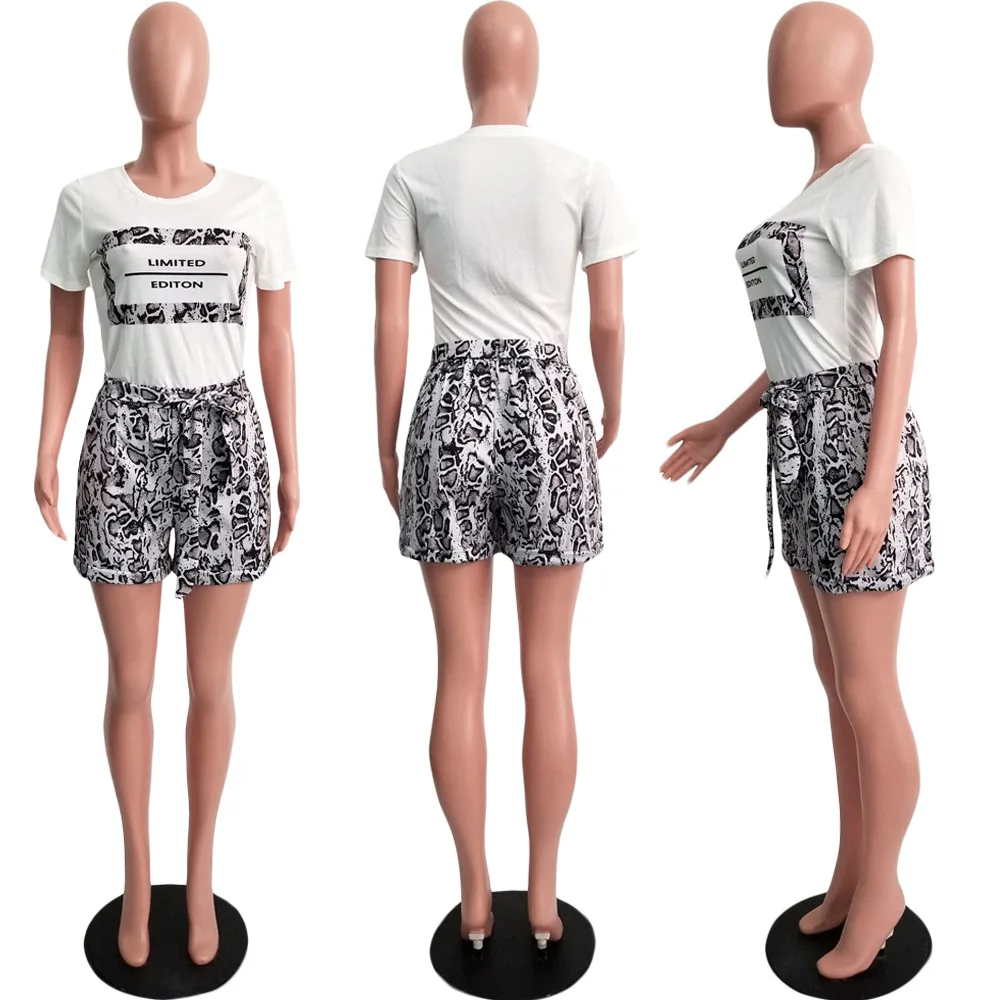 Women Snakeskin Print 2 Pieces Sets Casual Short Sleeve Cop Tops T Shirt Bikers Short Pants Suit Set Jogging Outfit Tracksuit
Women Snakeskin Print 2 Pieces Sets Casual Short Sleeve Cop Tops T Shirt Bikers Short Pants Suit Set Jogging Outfit Tracksuit