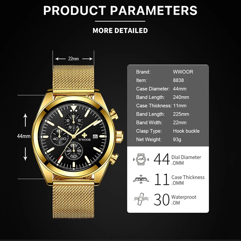 WWOOR 2021 New Fashion Men Watch Top Brand Luxury Wrist Watch Quartz Watches Men Waterproof Sports Chronograph Relogio Masculino
WWOOR 2021 New Fashion Men Watch Top Brand Luxury Wrist Watch Quartz Watches Men Waterproof Sports Chronograph Relogio Masculino