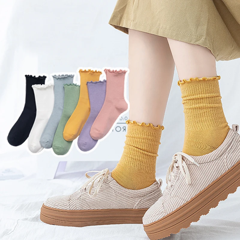 1Pair Wooden Ear Socks Women's Lace Solid Color Socks Korean Lady Casual Cotton Short Tube Socks Pile Socks Spring Summer Sox
1Pair Wooden Ear Socks Women's Lace Solid Color Socks Korean Lady Casual Cotton Short Tube Socks Pile Socks Spring Summer Sox