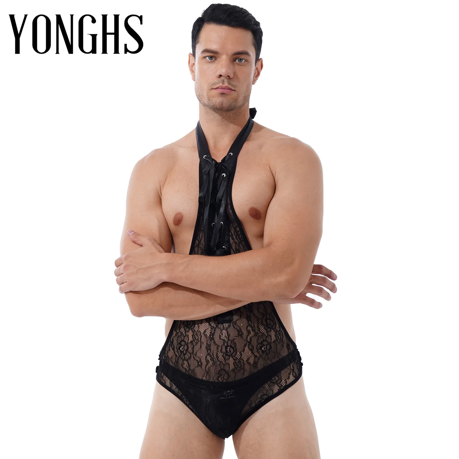 Mens Erotic Sexy See-through Bodysuit Underwear Lingerie Halter Lace-up Open Butt Sissy Teddies Floral Lace Deep V Nightwear
Mens Erotic Sexy See-through Bodysuit Underwear Lingerie Halter Lace-up Open Butt Sissy Teddies Floral Lace Deep V Nightwear