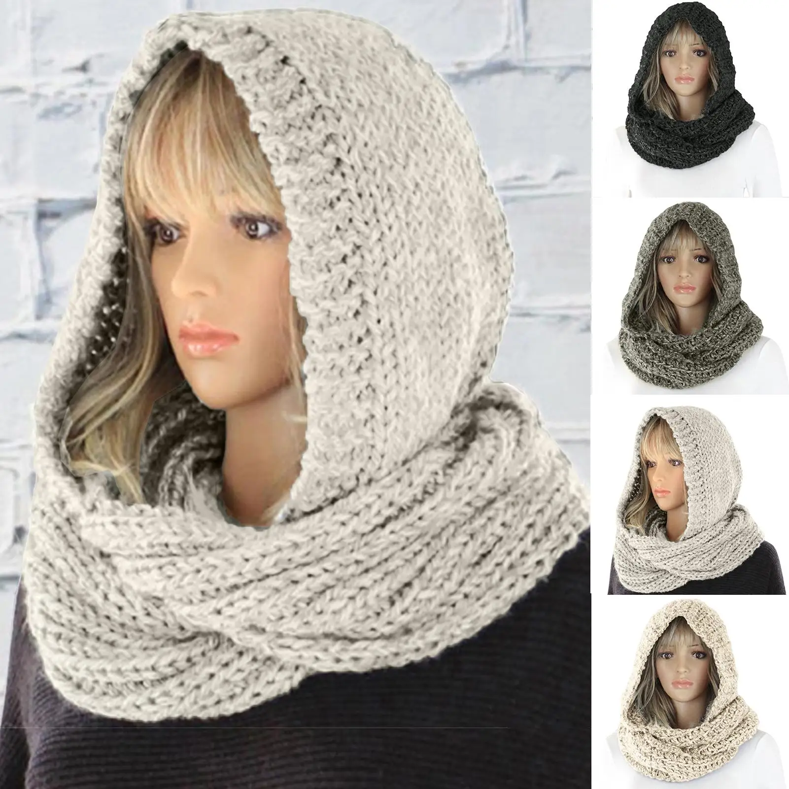 Autumn Winter Women Outdoor Thick Warm Keeping Solid Color Knitted Hooded Scarf Soft Warm Beanies Hooded Scarf Female Hats
Autumn Winter Women Outdoor Thick Warm Keeping Solid Color Knitted Hooded Scarf Soft Warm Beanies Hooded Scarf Female Hats