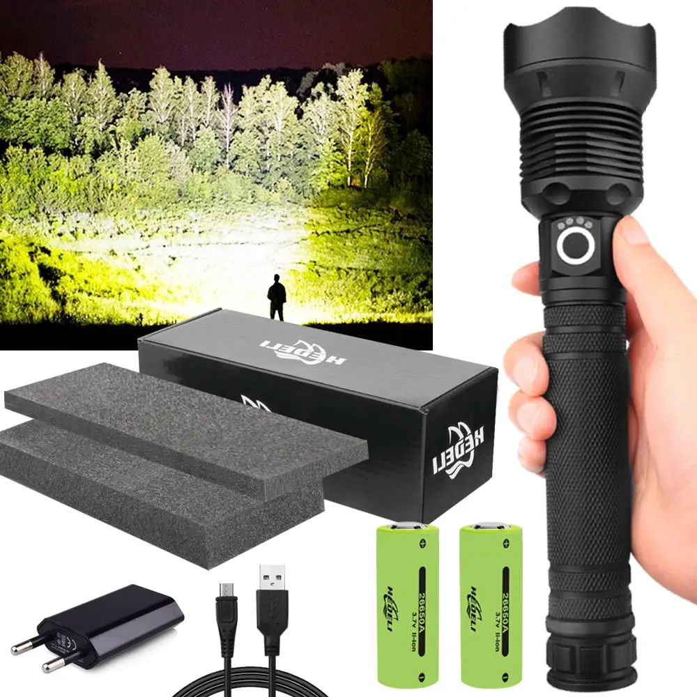 250000cd 1000m XHP90.2 Most Powerful Led Flashlight Usb Zoom Tactical Torch Xhp50 18650 or 26650 Rechargeable Battery Hand Light
250000cd 1000m XHP90.2 Most Powerful Led Flashlight Usb Zoom Tactical Torch Xhp50 18650 or 26650 Rechargeable Battery Hand Light