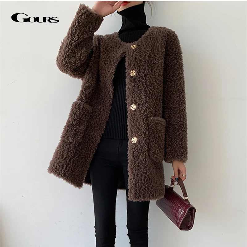 GOURS Winter Genuine Shearling Jackets for Women Fashion Natural Wool Real Fur Long Overcoats Thick Warm 2020 New Arrival LD2007
GOURS Winter Genuine Shearling Jackets for Women Fashion Natural Wool Real Fur Long Overcoats Thick Warm 2020 New Arrival LD2007