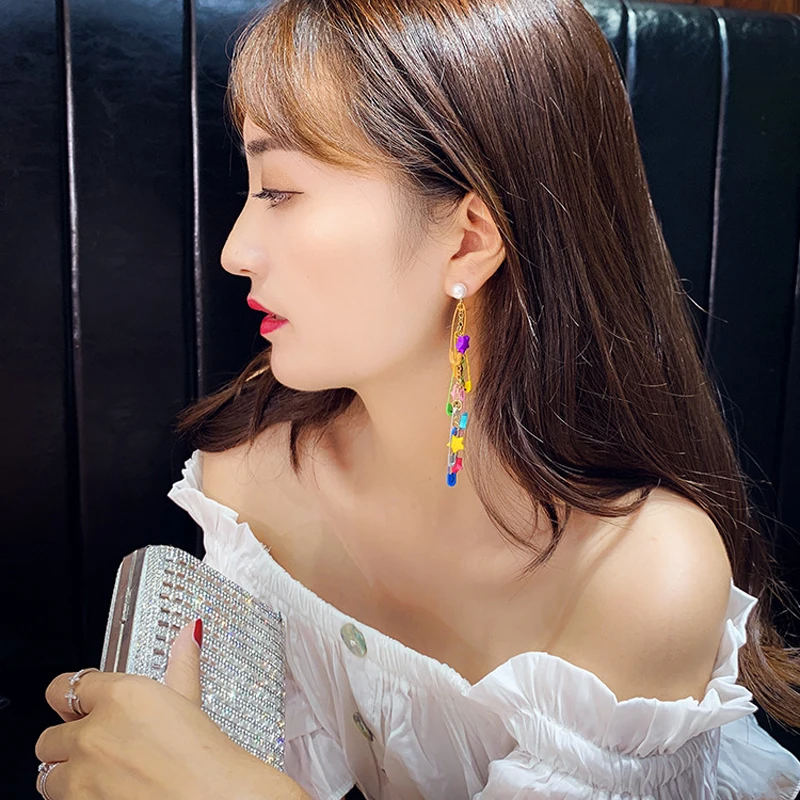2021 Cute Colorful Tassel Clip Drop Earring Sweet Pearl Star Pins Dangle Earrings Unusual Goods Accessories for Women Girl Hot
2021 Cute Colorful Tassel Clip Drop Earring Sweet Pearl Star Pins Dangle Earrings Unusual Goods Accessories for Women Girl Hot