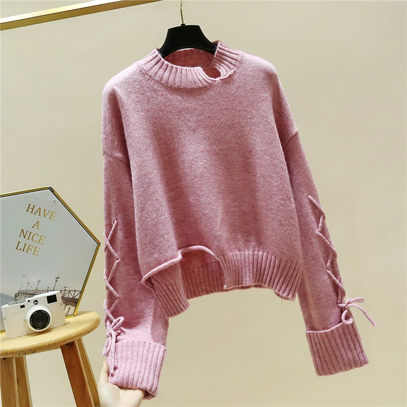 2021 Autumn And Winter New Women's Sweater Lazy Style Korean Version Of Thick Loose Hedging Tie Irregular Long-sleeved Sweater
2021 Autumn And Winter New Women's Sweater Lazy Style Korean Version Of Thick Loose Hedging Tie Irregular Long-sleeved Sweater