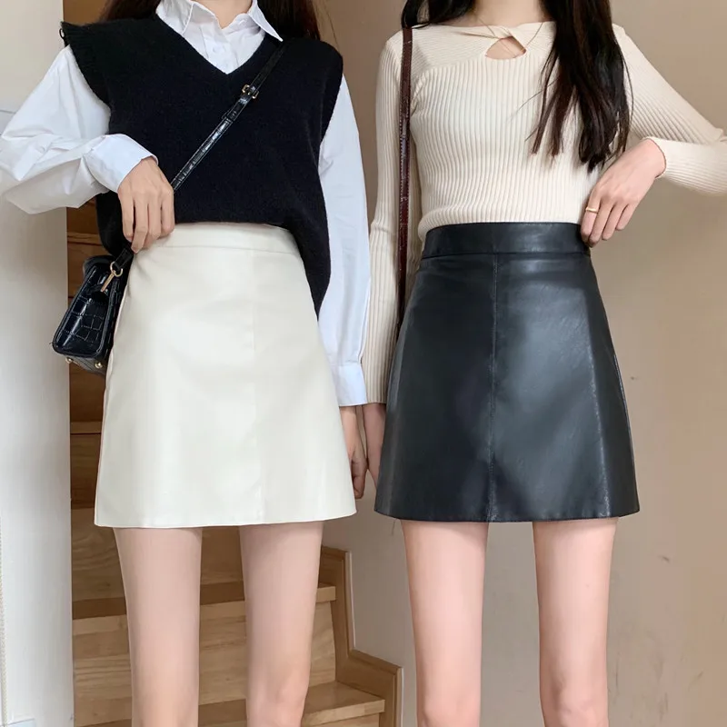 Korean Style Women Pu Leather Retro Slim Fit High Waist Pack Hip A Word Short Skirt 2021 Spring Autumn Club Wear Mini Skirts 
Korean Style Women Pu Leather Retro Slim Fit High Waist Pack Hip A Word Short Skirt 2021 Spring Autumn Club Wear Mini Skirts